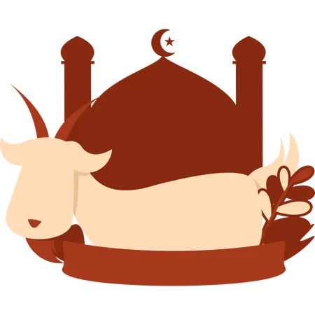 Eid Adha Greeting With Goat Illustration