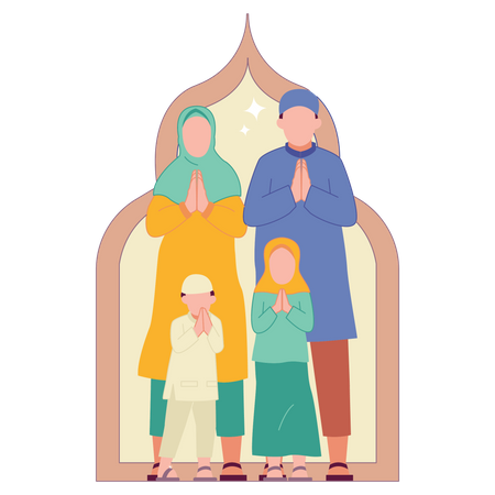 Eid Al Adha Familia Islámica  Ilustración