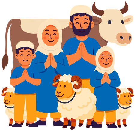 Eid al adha Family Celebration  Illustration