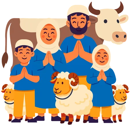 Eid al adha Family Celebration  Illustration