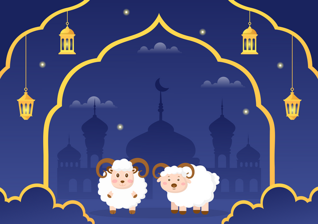 Eid al Adha goat Illustration