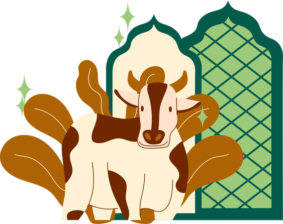 Eid al adha greating card and cow  Illustration
