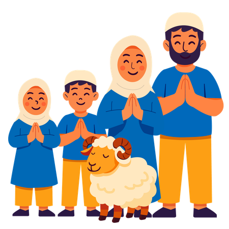 Eid al adha happy family celebration  Illustration