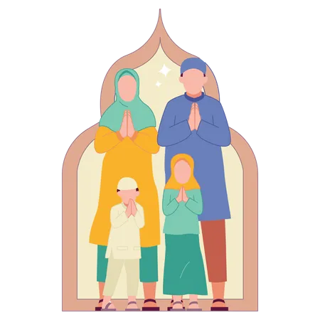 Eid Al Adha Islamic Family  Illustration