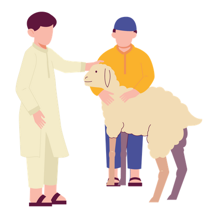 Eid Al Adha, Jungen und Ziege  Illustration