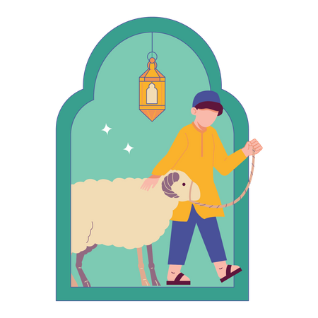 Eid Al Adha Sacrificial Goat Illustration