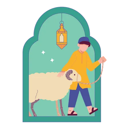 Eid Al Adha Sacrificial Goat Illustration