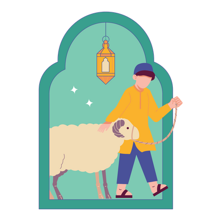 Eid Al Adha Sacrificial Goat  Illustration