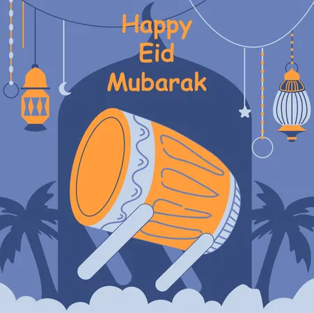 Eid Mubarak Greating Card  Illustration