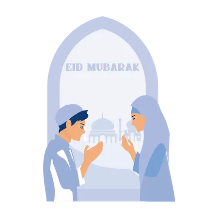 Eid Mubarak Greeting card Illustration