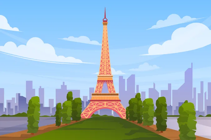 Eiffel Tower in Paris  Illustration