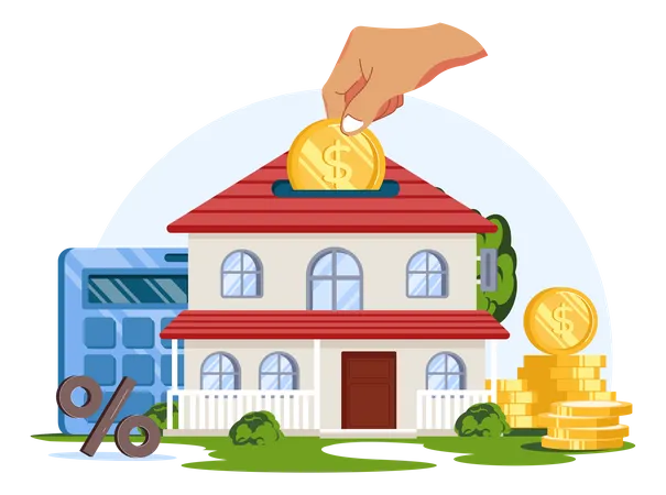 Eine Praktische Darstellung Der Hauskosten Im Flachen Stil Illustration