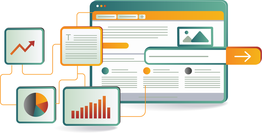 Ein Bild eines Computerbildschirms mit einem Diagramm und anderen Elementen  Illustration