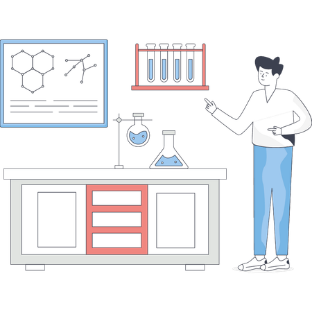 Ein Chemiker steht in der Nähe einer chemischen Röhre  Illustration