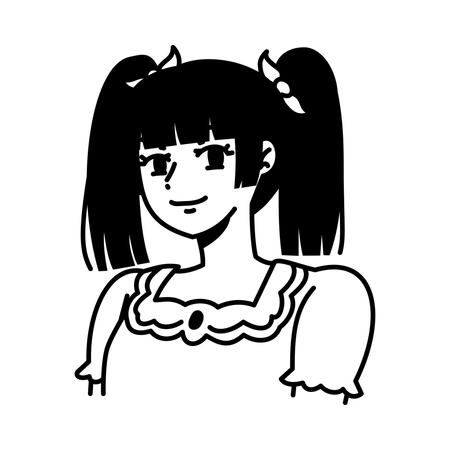 Ein jugendliches und energisches Mädchen mit zwei Schwänzen und einem verspielten Sinn für Mode  Illustration
