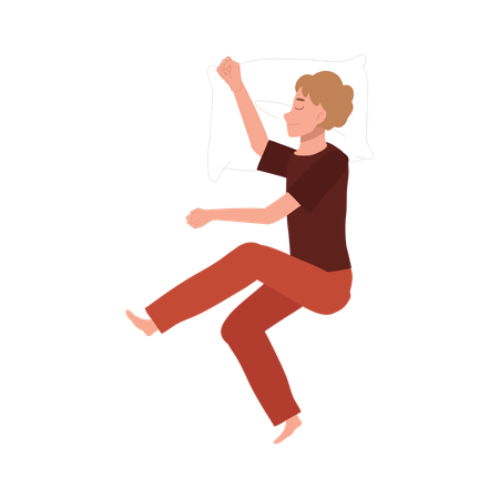 Ein Junge im Pyjama genießt einen ruhigen Nachtschlaf  Illustration