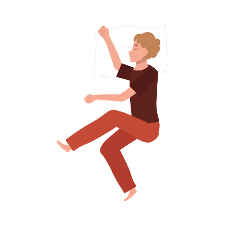 Ein Junge im Pyjama genießt einen ruhigen Nachtschlaf  Illustration