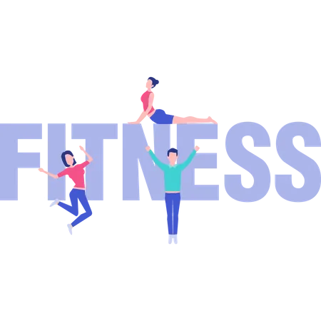 Ein Junge oder ein Mädchen, das für die Fitness tanzt  Illustration