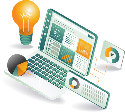 Ein Laptop als Symbol für Kreativität und Datenanalyse  Illustration