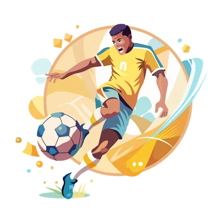 Ein Mann kickte einen Fußball  Illustration