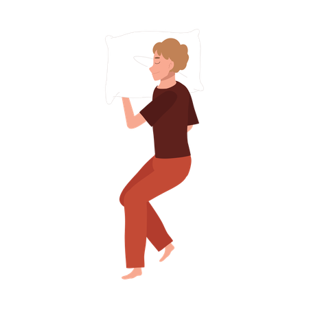 Ein Mann im Pyjama genießt einen ruhigen Nachtschlaf  Illustration