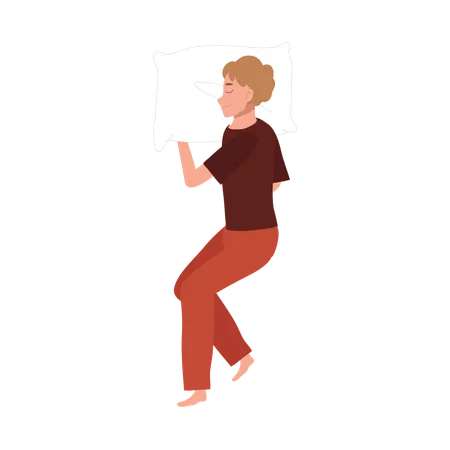 Ein Mann im Pyjama genießt einen ruhigen Nachtschlaf  Illustration