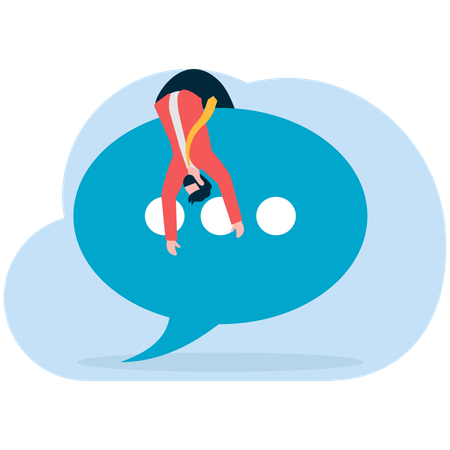 Ein Mann kommt aus einer Chatblase  Illustration