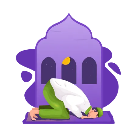 Ein Muslim beim Gebet  Illustration