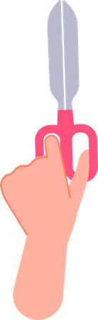 Eine Schere halten  Illustration