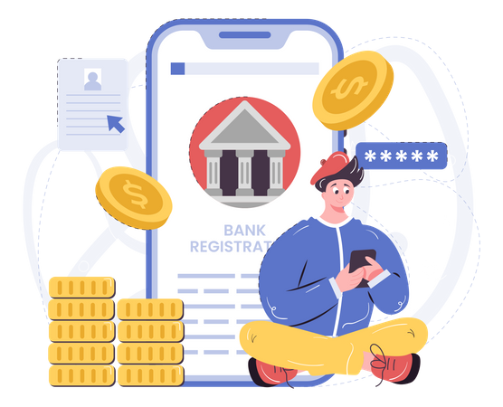Einfache Kontoeröffnung im Neo Banking  Illustration