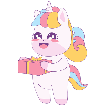 Einhorn gibt Geschenk  Illustration