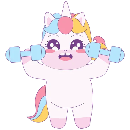 Einhorn Gewichtheben  Illustration