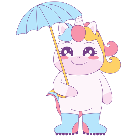 Einhorn mit Regenschirm  Illustration