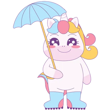 Einhorn mit Regenschirm  Illustration