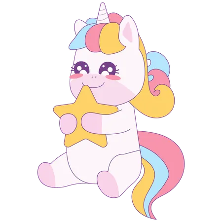 Einhorn hält Stern  Illustration