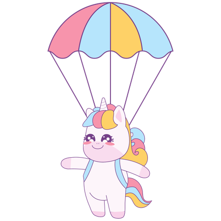 Einhorn mit Fallschirm  Illustration