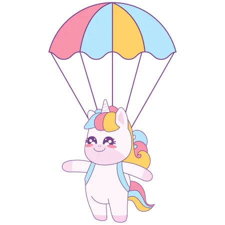 Einhorn mit Fallschirm  Illustration