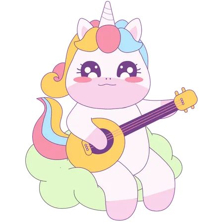 Einhorn spielt Gitarre  Illustration