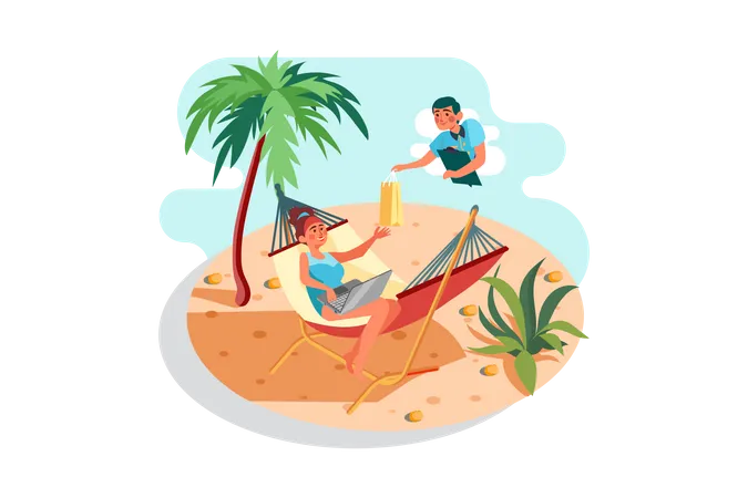 Einkaufen für den Urlaub  Illustration