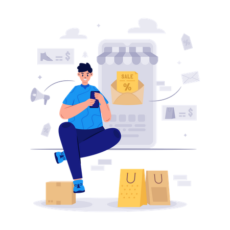 Einkaufen Verkauf E-Mail  Illustration