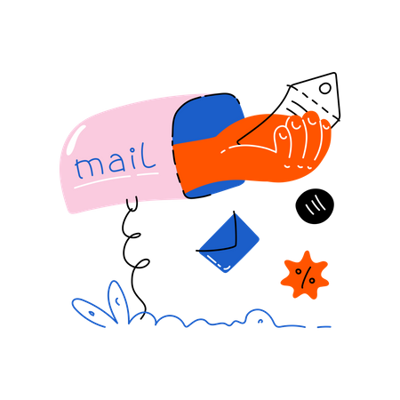 Einkaufen verkauf e-mail  Illustration
