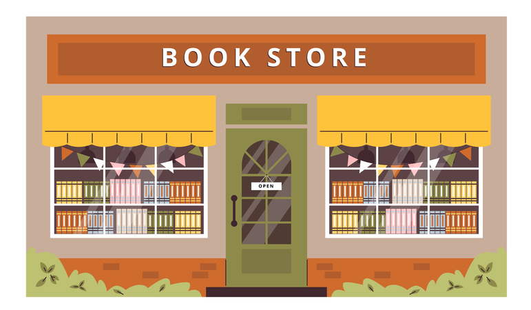 Einladende Fassade einer Buchhandlung  Illustration