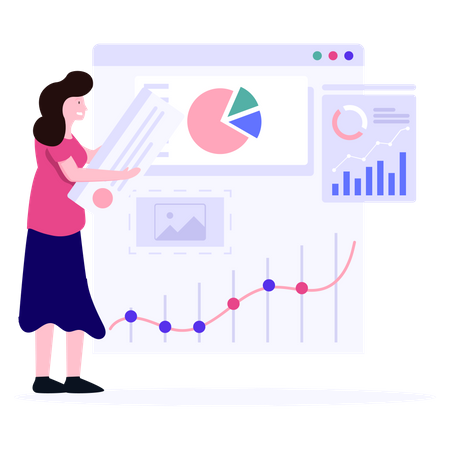 Ejecutivo de ventas analizando el crecimiento de las ventas  Ilustración