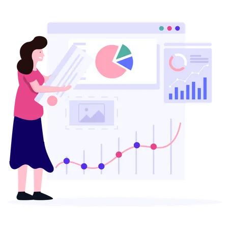 Ejecutivo de ventas analizando el crecimiento de las ventas  Ilustración