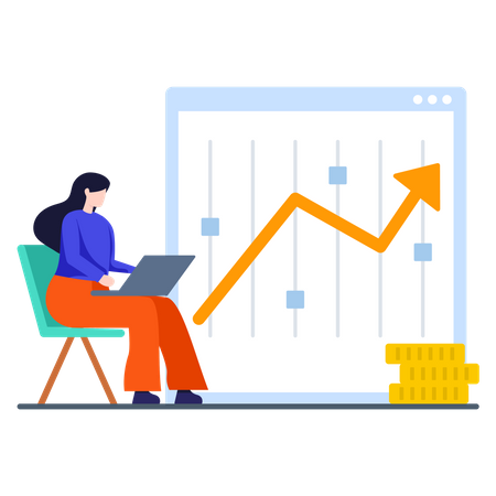 Ejecutivo de ventas trabajando en una computadora portátil  Ilustración