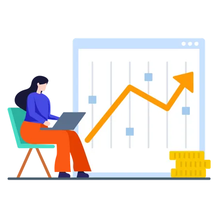 Ejecutivo de ventas trabajando en una computadora portátil  Ilustración