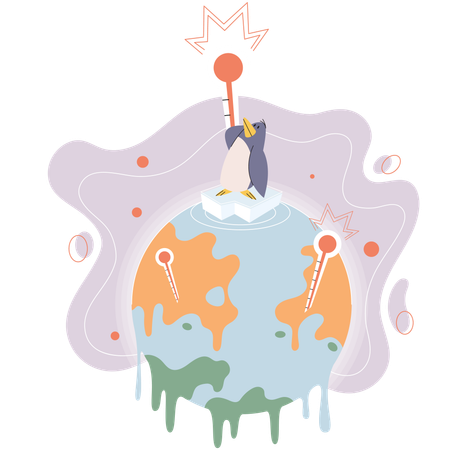 El calentamiento global cambia el clima  Ilustración