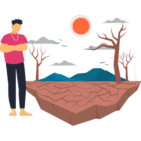 El cambio climático provoca sequías en la tierra  Ilustración