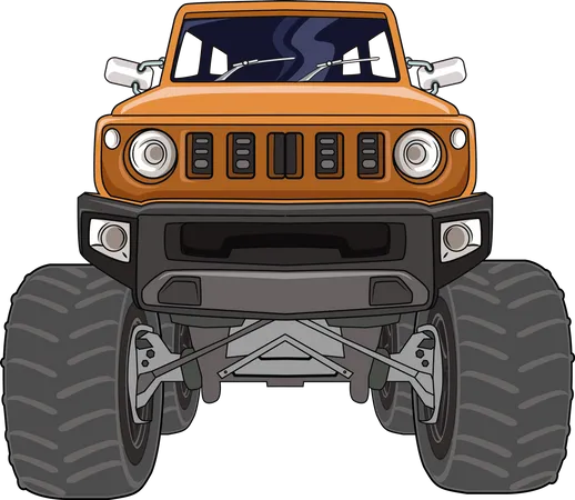 El monster truck todoterreno naranja  Ilustración