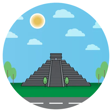 El Castillo Kukulkan Temple Mexico  Illustration